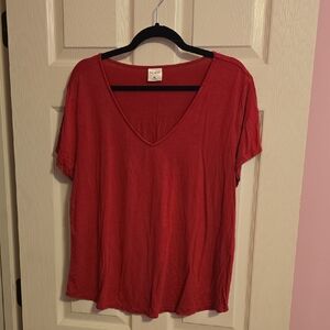 Soma Red V-Neck Short Sleeve Top
